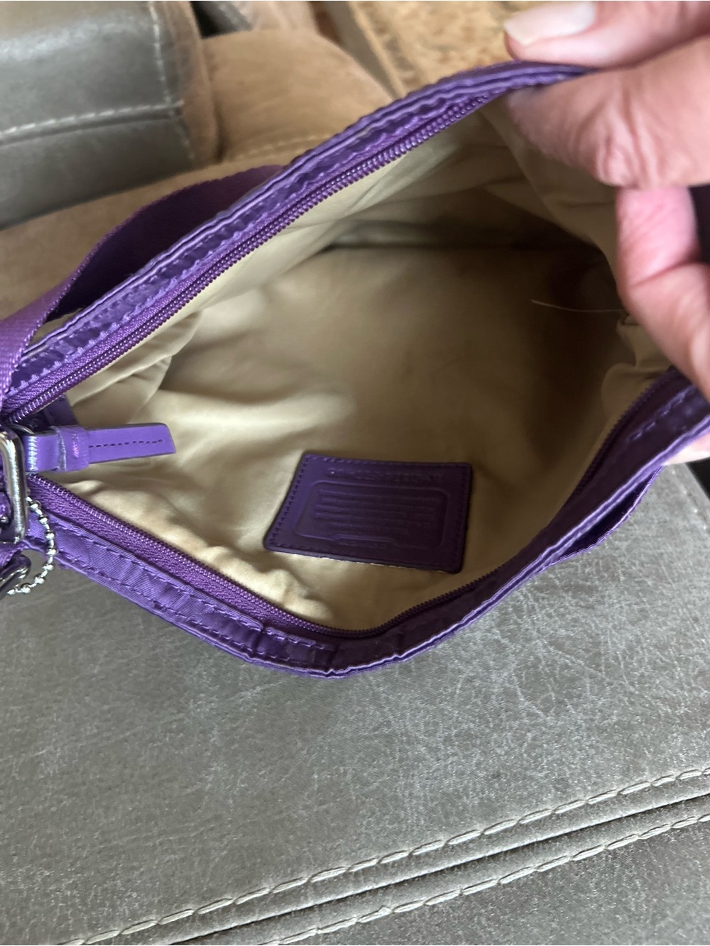 Coach Purple Signature Getaway Nylon Crossbody - Picture 6 of 6